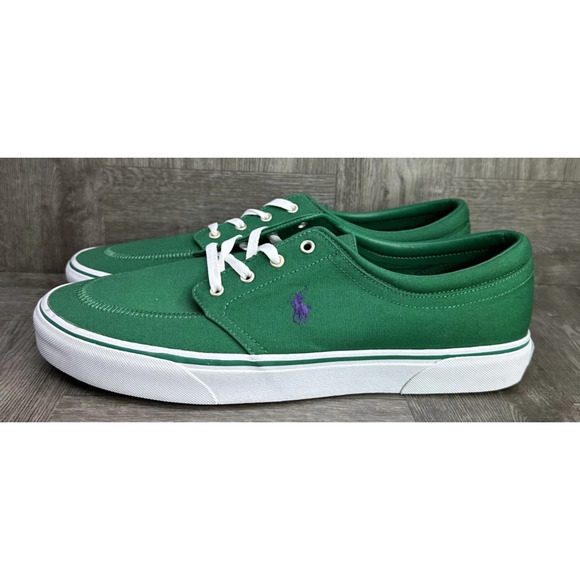 Polo Ralph Lauren Mens Size 10 Faxon X Trim Canvas Green Sneakers Shoes Lace-Up - Picture 4 of 7